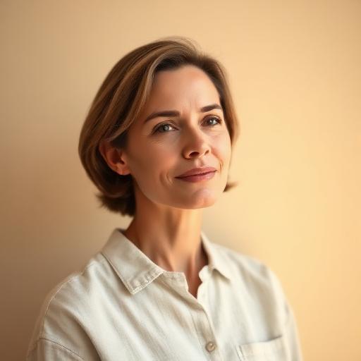 Portrait of a placeholder customer in a linen shirt